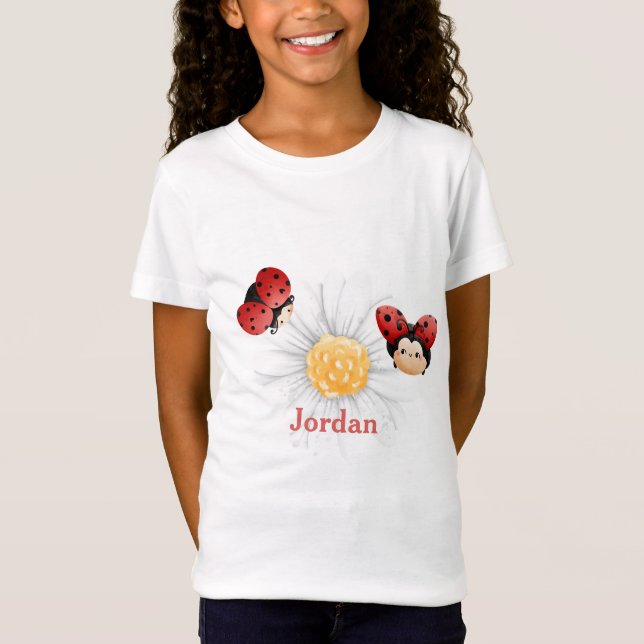 Cute LadyBug Mönster Anpassningsbar Kids Mugg T Shirt (Framsida)