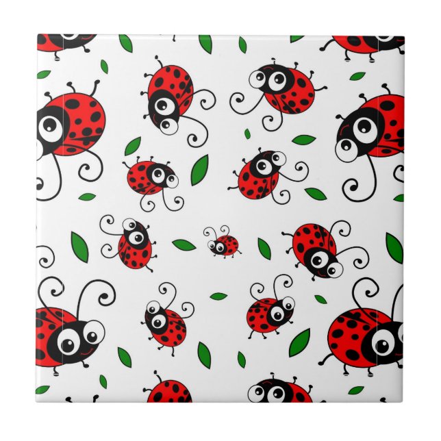 Cute ladybug mönster kakelplatta (Framsidan)