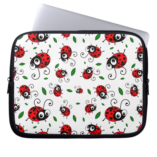 Cute ladybug mönster laptop sleeve (Framsidan)