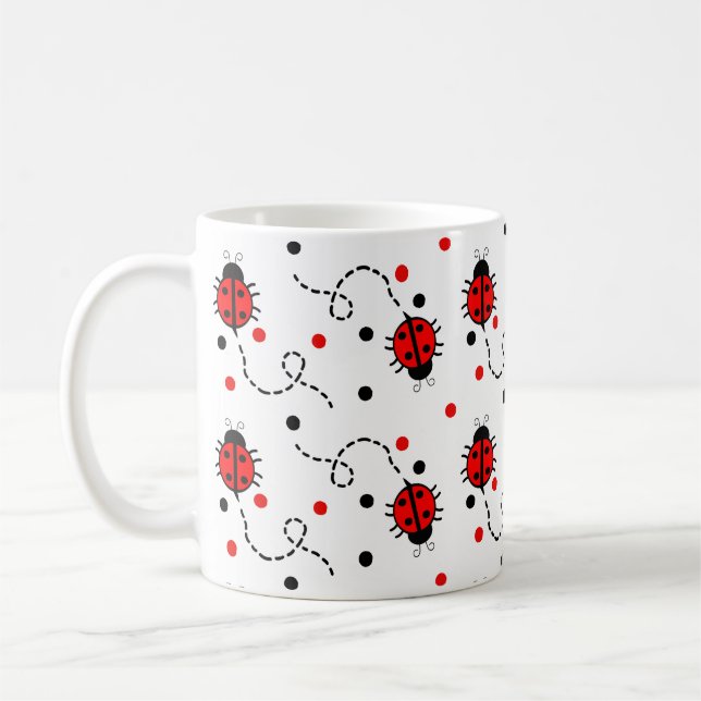 Cute Ladybug Mönster Loely Insekt Nursery Kaffemugg (Vänster)