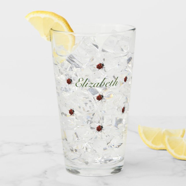 Cute Ladybug mönster med Namn Glaskopp (Framsida Ice)