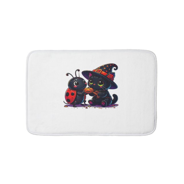 Cute Ladybug och Black Cat Halloween Classic T-Shi Badrumsmatta (Framsidan)