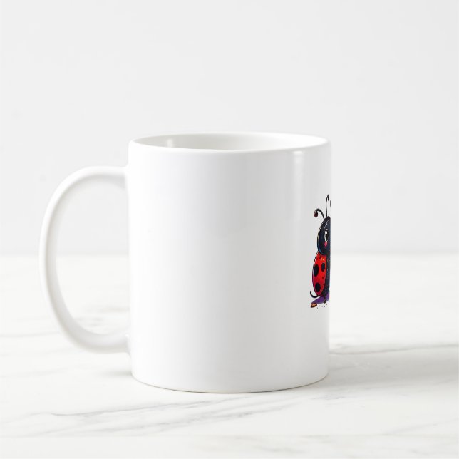 Cute Ladybug och Black Cat Halloween Classic T-Shi Kaffemugg (Vänster)