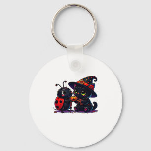 Cute Ladybug och Black Cat Halloween Classic T-Shi Nyckelring