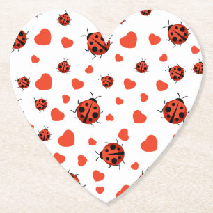 Cute Ladybug och Hearts Mönster Underlägg Papper
