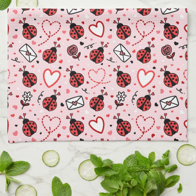 Cute Ladybug Pattern Kitchen Towel Kökshandduk (Vikta)