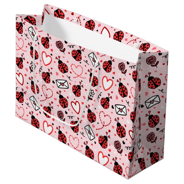 Cute Ladybug Pattern Large Gift Bag (Framsidan Vinklad)