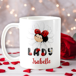 Cute Ladybug Personlig Girl Girl Namn Mugg