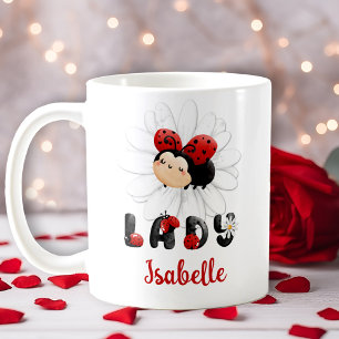 Cute Ladybug Personlig Girl Girl Namn Mugg