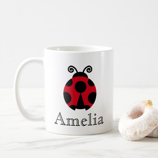 Cute Ladybug Personlig Kaffemugg (Med munk)