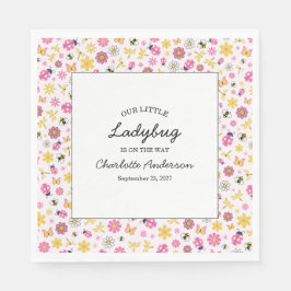 Cute Ladybug Pink Girl Baby Shower Pappersservett