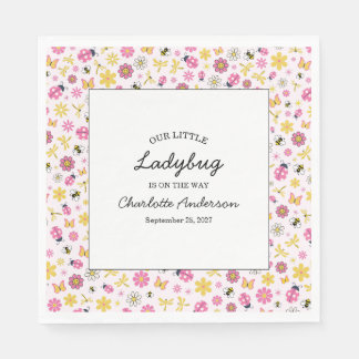 Cute Ladybug Pink Girl Baby Shower Pappersservett