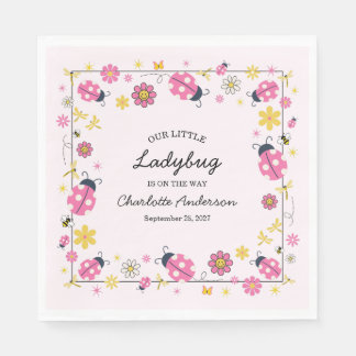Cute Ladybug Pink Girl Baby Shower Pappersservett