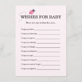 Cute Ladybug Pink Girl Baby Shower Wishes For Baby Tilläggskort