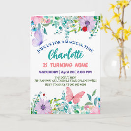 Cute Ladybug Polka-blommigten Flower Birthday namn Kort