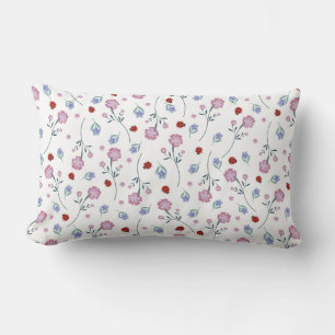 Cute Ladybug Polka Daisy Flower Rustic Mönster Lumbarkudde