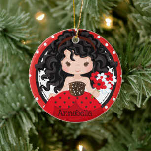 Cute Ladybug Princess Personlig Ceramic Ornamen Julgransprydnad Keramik