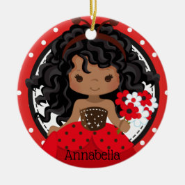 Cute Ladybug Princess Personlig Ceramic Ornamen Julgransprydnad Keramik