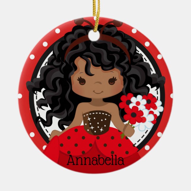 Cute Ladybug Princess Personlig Ceramic Ornamen Julgransprydnad Keramik (Framsidan)
