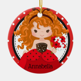 Cute Ladybug Princess Personlig Ceramic Ornamen Julgransprydnad Keramik