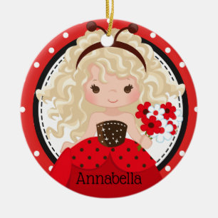 Cute Ladybug Princess Personlig Julgransprydnad Keramik