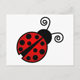 Cute Ladybug - Red and Black Vykort