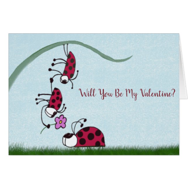 Cute Ladybug som profiterar på målningen i Kärlek Hälsningskort (Framsidan Horizontal)