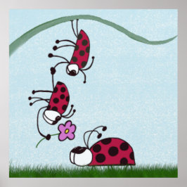 Cute Ladybug som profiterar på målningen i Kärlek Poster
