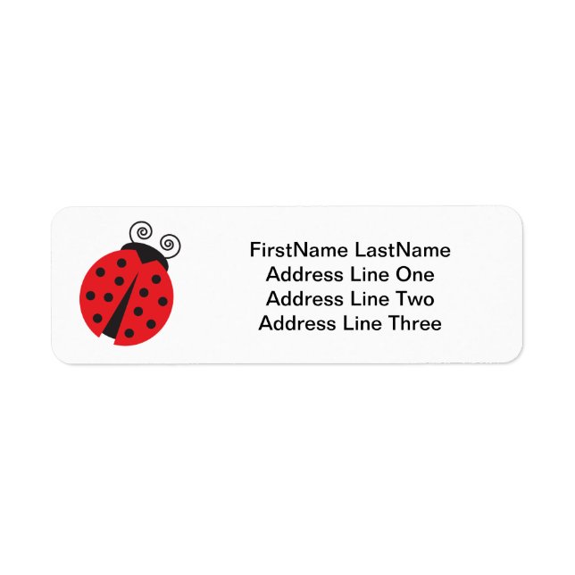 Cute Ladybug Teckning Returadress Etikett (Framsidan)