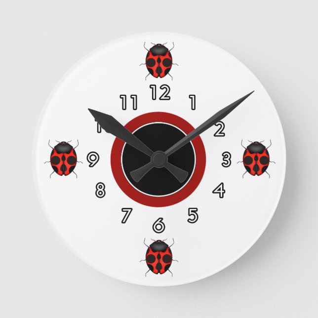 Cute Ladybug Wall Clocks Rund Klocka (Framsida)