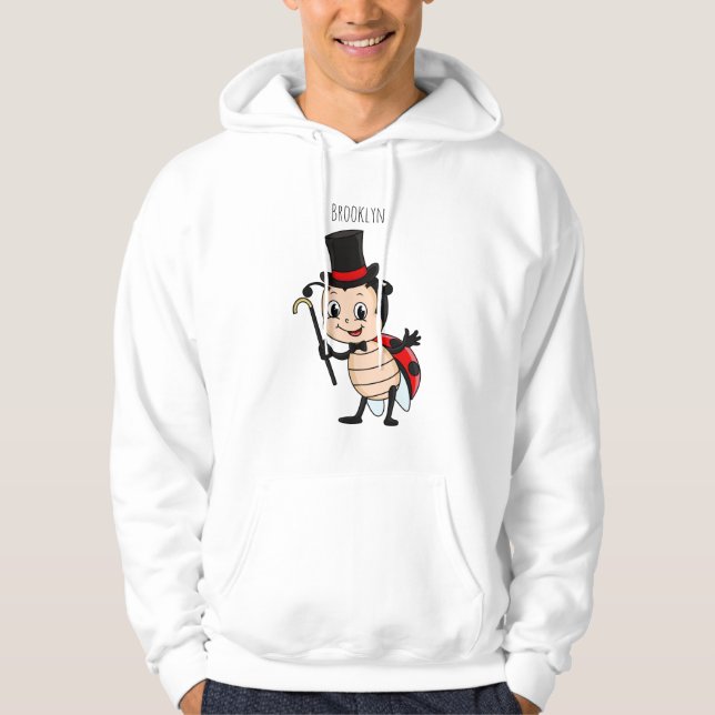 Cute ladybug with top hat and tie cartoon  hoodie (Framsida)