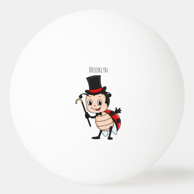 Cute ladybug with top hat and tie cartoon pingisboll (Framsidan)