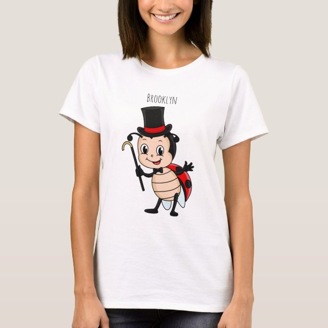 Cute ladybug with top hat and tie cartoon t shirt (Framsida)