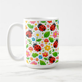 Cute Ladybugs and Flowers for Kids Nature Lover Kaffemugg