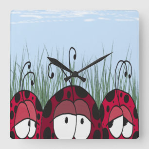 Cute Ladybugs Fyrkantig Klocka
