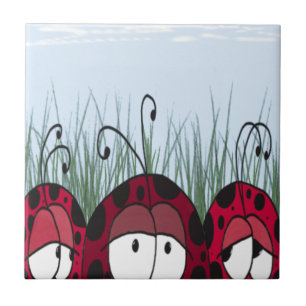 Cute Ladybugs Kakelplatta