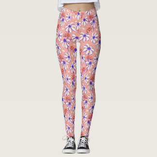 Cute Ladybugs och Daisy rosa och blått Leggings
