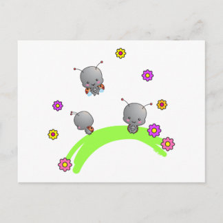Cute Ladybugs och Flowers vykort