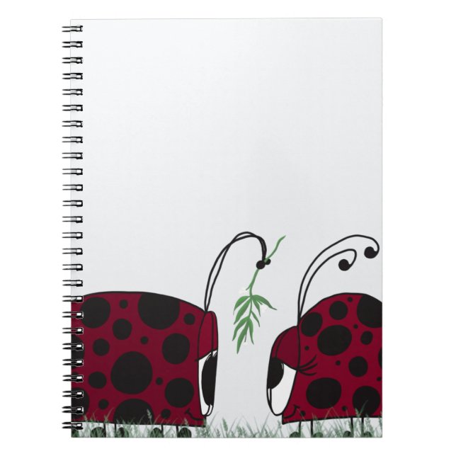 Cute Ladybugs och Mistletoe Anteckningsbok Med Spiral (Framsidan)