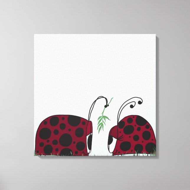 Cute Ladybugs och Mistletoe Canvastryck (Framsida)