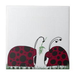 Cute Ladybugs och Mistletoe Kakelplatta
