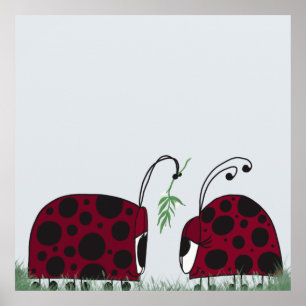 Cute Ladybugs och Mistletoe Poster