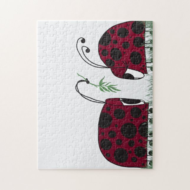 Cute Ladybugs och Mistletoe Pussel (Vertikal)