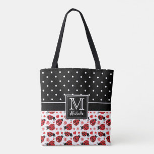Cute Ladybugs Polka Dot Monogram Tygkasse