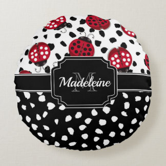 Cute Ladybugs Rund Kudde