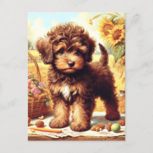 Cute Lagotto Romagnolo Painting Vykort