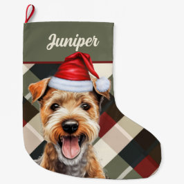 Cute Lakeland Terrier Helgdag Play Anpassningsbar Stor Julstrumpa