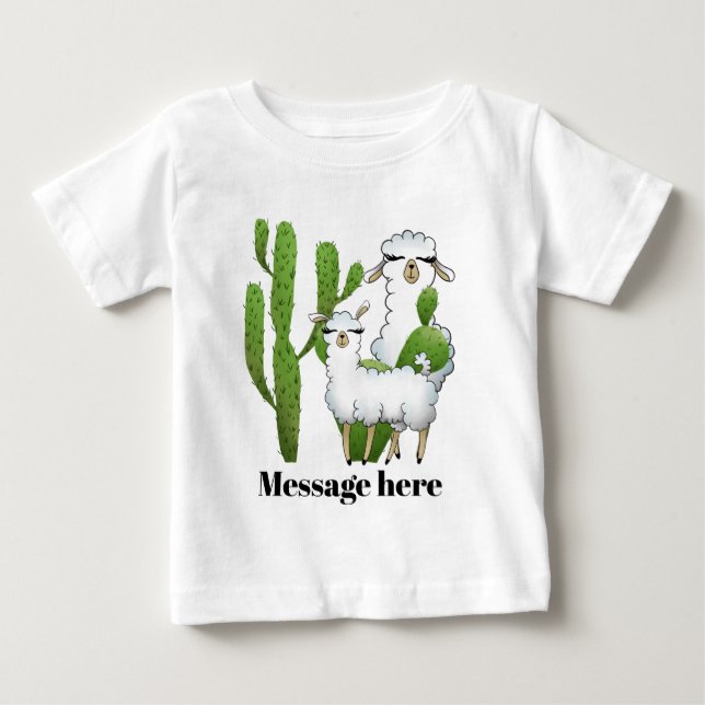 Cute Lama lägg till namn eller meddelande t-shirt (Framsida)