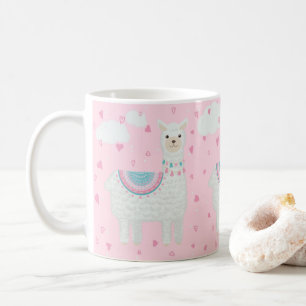 Cute Lama mönster rosa, bakgrund Kaffemugg