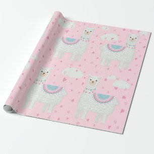 Cute Lama mönster rosa, bakgrund Presentpapper